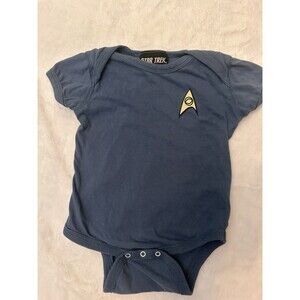 Star Trek Blue Short Sleeve Snap Bodysuit with Logo Snap Closure Unisex Baby